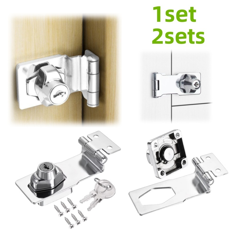 Furniture Hardware Latch - 1/2 ชุดล็อคความปลอดภัยเฟอร์นิเจอร์สไตล์ลูกบิด เหมาะสําหรับตู้ ล็อคลิ้นชัก อุปกรณ์ฮาร์ดแวร์พร้อมกุญแจและสกรู