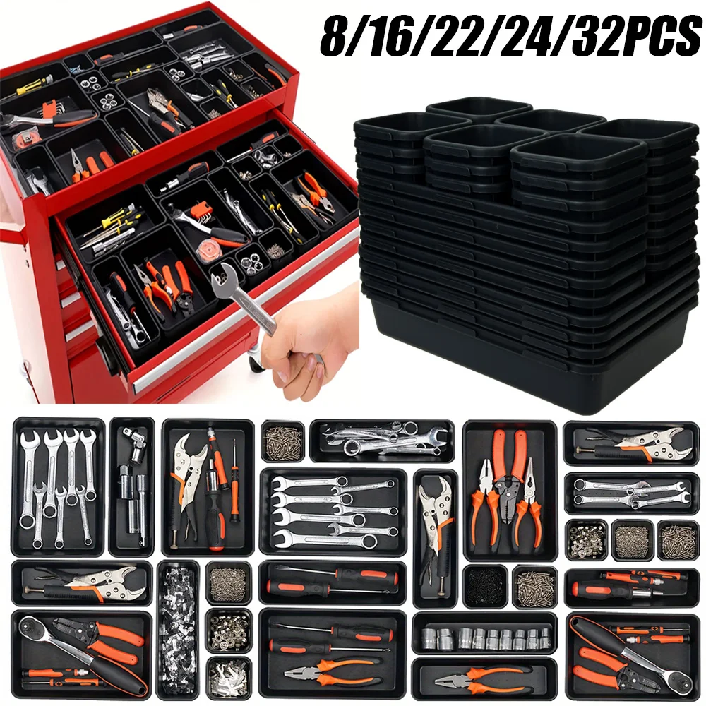 Drawer Organizer Peg - 8/22/32pcs เครื่องมือกล่องถาดแบ่งชุด Workbench ตู้ถังเครื่องมือหน้าอกลิ้นชักองค์กรโรงรถฮาร์ดแวร์เครื่องมือถาด