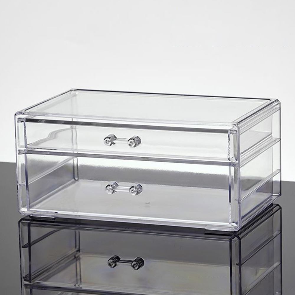 Drawer Organizer Peg - กล่องเก็บเครื่องสำอางแบบใส กล่องพลาสติกสำหรับจัดเรียงลิปสติก กล่องเก็บของแบบลิ้นชัก ตัวแบ่งช่องสำหรับโต๊ะทำงาน อุปกรณ์จัดเก็บของใช้ในบ้านและสำนักงาน